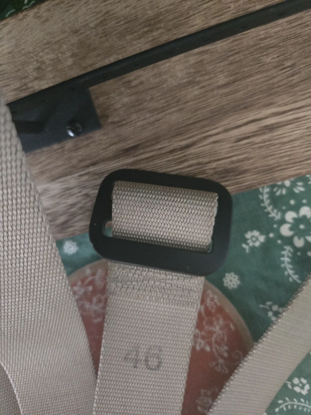 4/$15 Men's Beige Webbing Strap Belt with Black Buckle 46